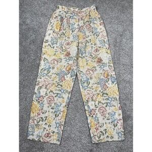 Vintage Talbots Pants Womens 6 Linen Floral Trouser Cottage Core Grandma Core